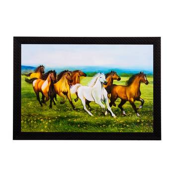 Running Brown & White Horses Satin Matt Texture UV Art Painting 1