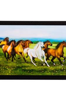 Running Brown & White Horses Satin Matt Texture UV Art Painting