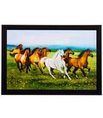 Running Brown & White Horses Satin Matt Texture UV Art Painting