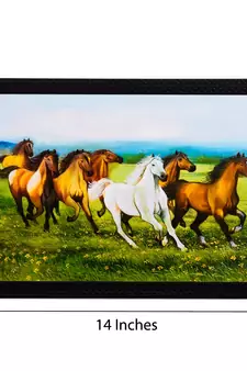 Running Brown & White Horses Satin Matt Texture UV Art Painting