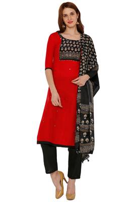 Red Printed Cotton Salwar 1