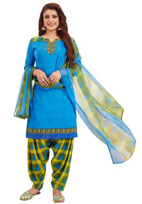Blue Printed Synthetic Salwar 1