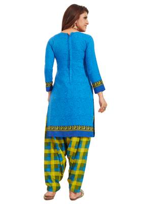 Blue Printed Synthetic Salwar 2