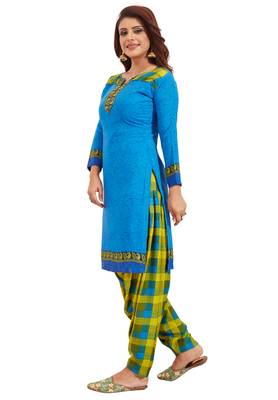 Blue Printed Synthetic Salwar 3