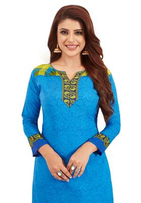 Blue Printed Synthetic Salwar 4