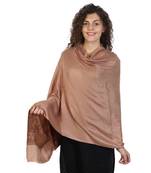 Dark Beige & Multicolor modal Floral Paisley Woven Design Shawl