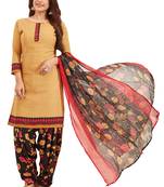Beige Printed Synthetic Salwar