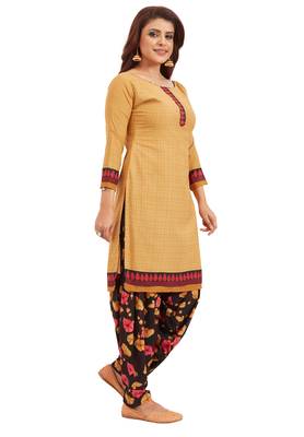 Beige Printed Synthetic Salwar 2