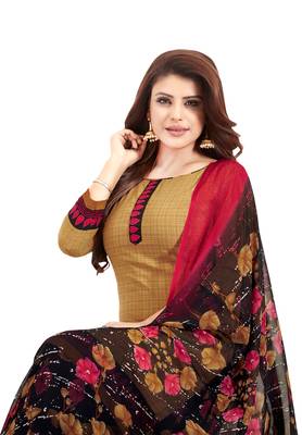Beige Printed Synthetic Salwar 4