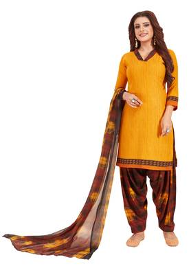 Yellow Printed Synthetic Salwar 1