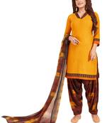 Yellow Printed Synthetic Salwar
