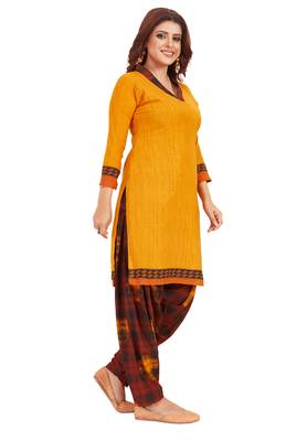 Yellow Printed Synthetic Salwar 2