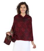 Wine & Black modal Floral Pailsey Woven Design Shawl