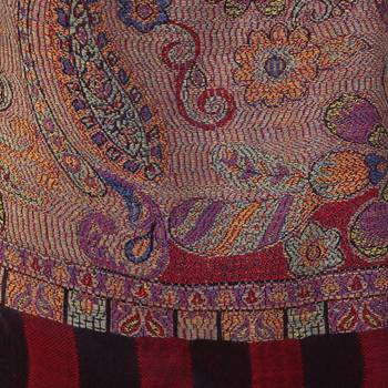 Wine & Black modal Floral Pailsey Woven Design Shawl 4