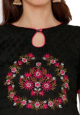 Black Embroidered Cotton Salwar 4