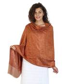 Copper & Multicolor modal Floral Paisley Woven Design Shawl