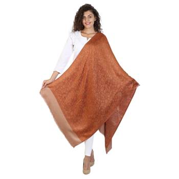 Copper & Multicolor modal Floral Paisley Woven Design Shawl 2