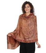 Copper & Multicolor modal Floral Paisley Woven Design Shawl