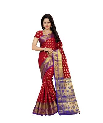 red woven art silk saree with blouse 1