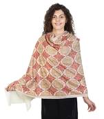 Ivory & Multicolor wool Embroidered Shawl