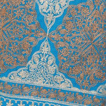 Dark Turquoise wool Embroidered Shawl 4