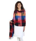 Navy & Multicolor Viscose Rayon Geometric Woven Design Shawl