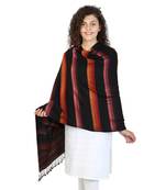 Black & Rust Viscose Rayon Striped Woven Design Shawl