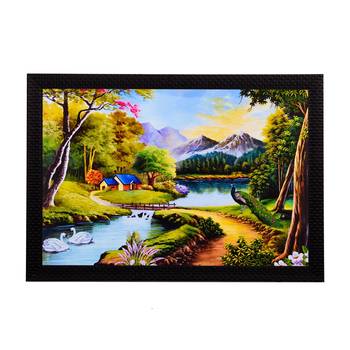River & Village View Satin Matt Texture UV Art Painting 1