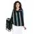 Black & Turquoise Viscose Rayon Striped Woven Design Shawl
