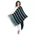 Black & Turquoise Viscose Rayon Striped Woven Design Shawl