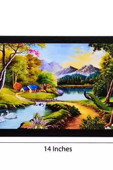 River & Village View Satin Matt Texture UV Art Painting