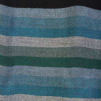 Black & Turquoise Viscose Rayon Striped Woven Design Shawl 4