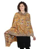 Yellow & Multicolor woolen Floral Paisley Woven Design Shawl