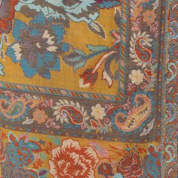 Yellow & Multicolor woolen Floral Paisley Woven Design Shawl 4