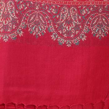 Dark Pink Viscose Rayon  Woven Design Shawl 5