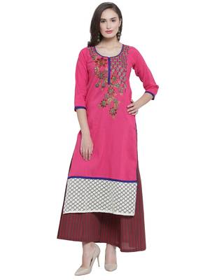 Fuschia Khadi Plazzao Suit Set 1