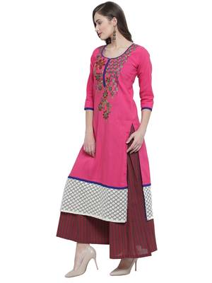 Fuschia Khadi Plazzao Suit Set 2