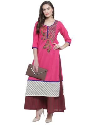 Fuschia Khadi Plazzao Suit Set 3