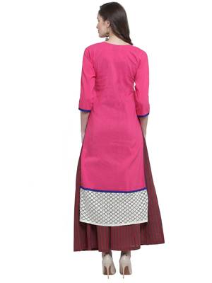 Fuschia Khadi Plazzao Suit Set 4