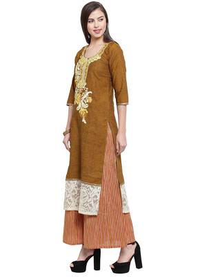 Mustard Khadi Plazzao Suit Set 2