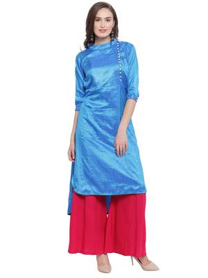 Royal Blue High Low Plazzao Suit Set 1