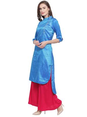 Royal Blue High Low Plazzao Suit Set 2