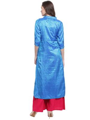 Royal Blue High Low Plazzao Suit Set 4