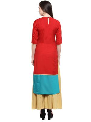 Red Rayon Embroidered Suit Set 4