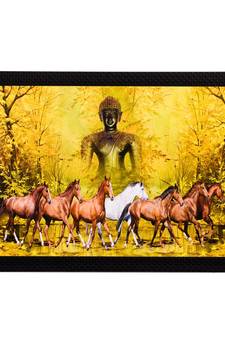 Lord Buddha & Horses Satin Matt Texture UV Art Painting