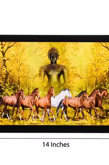 Lord Buddha & Horses Satin Matt Texture UV Art Painting