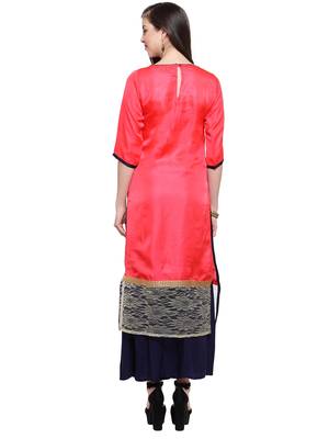 Neon Pink Crepe Embroidered Suit Set 4