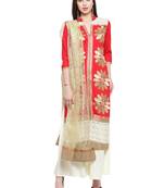 Red Rayon Embroidered Suit Set