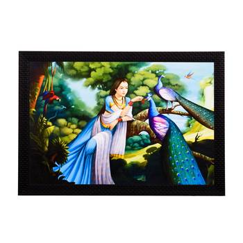 Lady With Peacocks Satin Matt Texture UV Art Painting 1