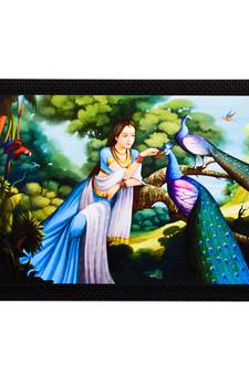 Lady With Peacocks Satin Matt Texture UV Art Painting